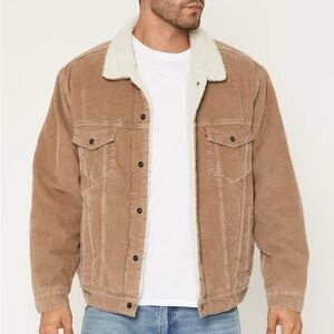 Levi's Men's Tan Corduroy Type III Sherpa-Lined Button Trucker Jacket Sz S